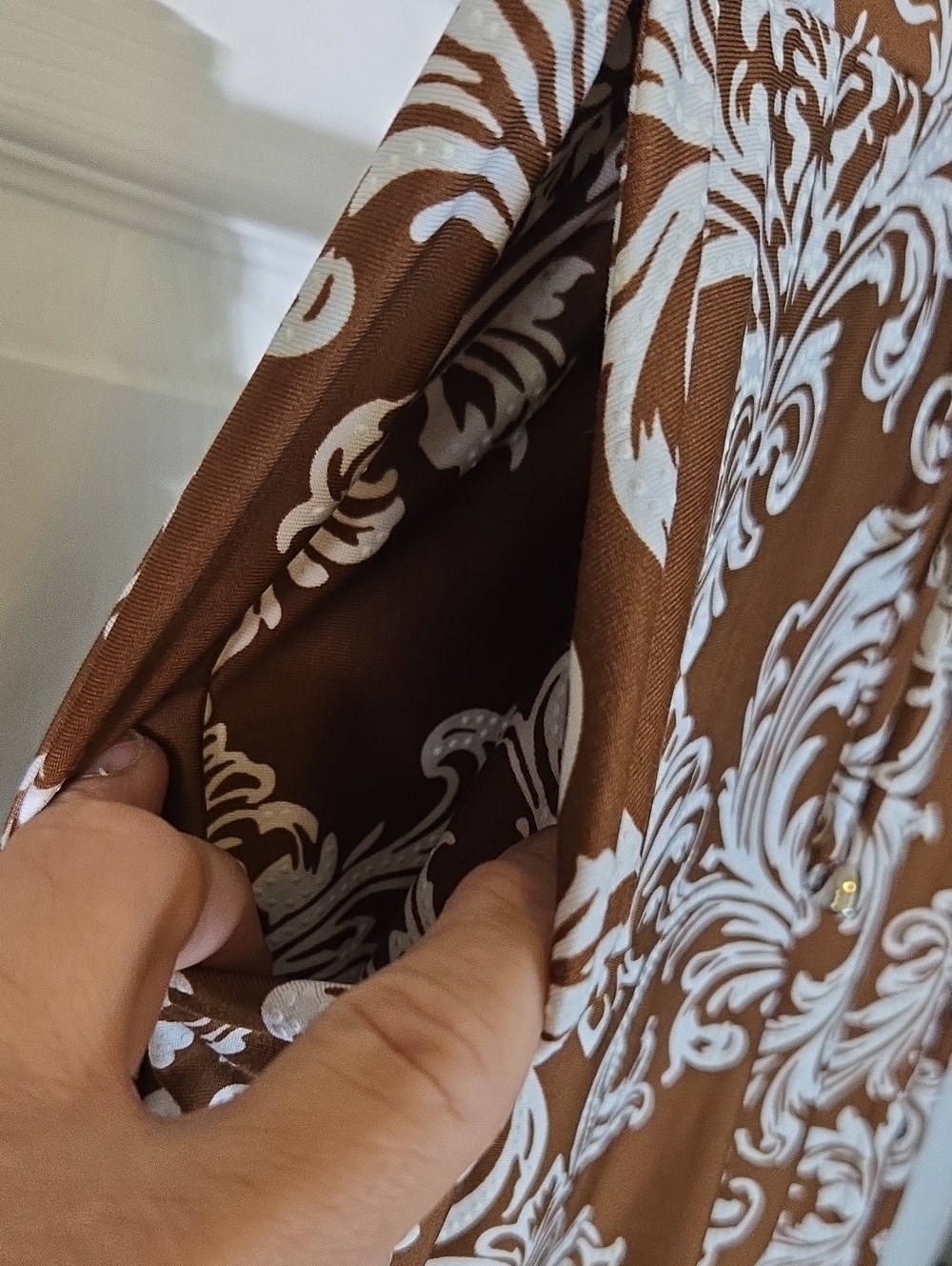Petite Brown & White Damask Wide-Leg Pants - Picture 6 of 6